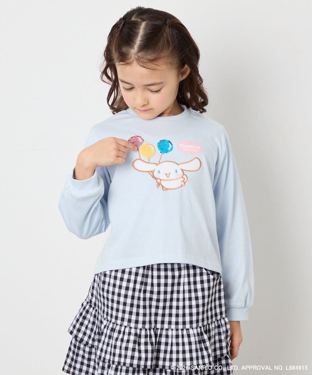 KJKED80034 a.v.v KIDS(アー・ヴェ・ヴェ) 【数量限定】[110-140][シナモロール＆ポチャッコ]スパンコールTシャツ ライトブルー