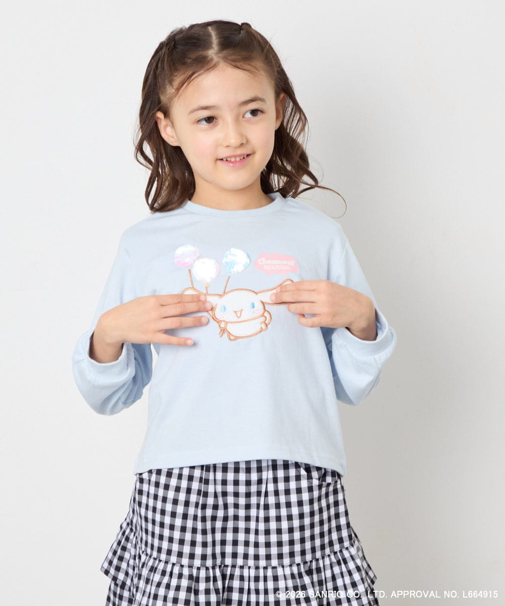 KJKED80034 a.v.v KIDS(アー・ヴェ・ヴェ) 【数量限定】[110-140][シナモロール＆ポチャッコ]スパンコールTシャツ ライトブルー