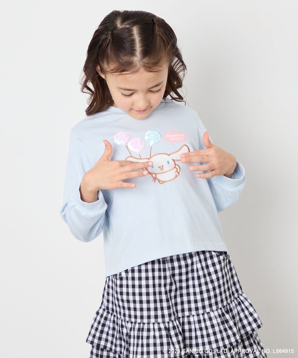 KJKED80034 a.v.v KIDS(アー・ヴェ・ヴェ) 【数量限定】[110-140][シナモロール＆ポチャッコ]スパンコールTシャツ ライトブルー