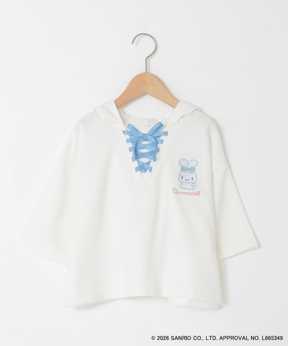 KJKED81044 a.v.v KIDS(アー・ヴェ・ヴェ) 【数量限定】[110-160][シナモロール＆ポチャッコ]ミミ付きオーバーTシャツ アイボリー