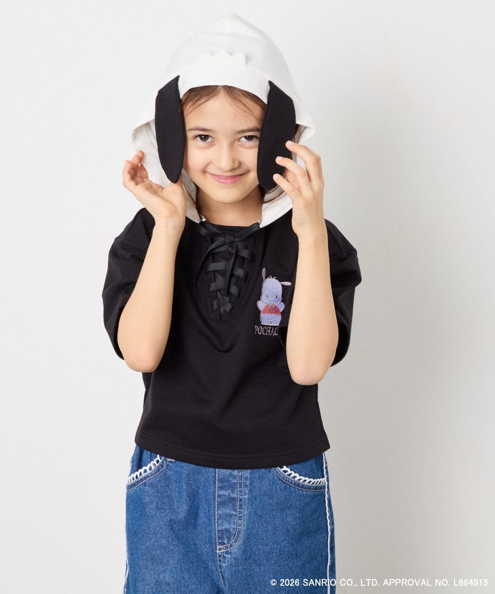 KJKED81044 a.v.v KIDS(アー・ヴェ・ヴェ) 【数量限定】[110-160][シナモロール＆ポチャッコ]ミミ付きオーバーTシャツ アイボリー