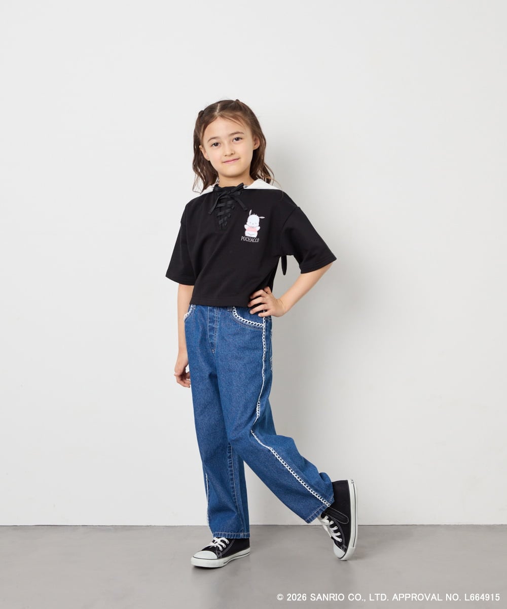 KJKED81044 a.v.v KIDS(アー・ヴェ・ヴェ) 【数量限定】[110-160][シナモロール＆ポチャッコ]ミミ付きオーバーTシャツ アイボリー