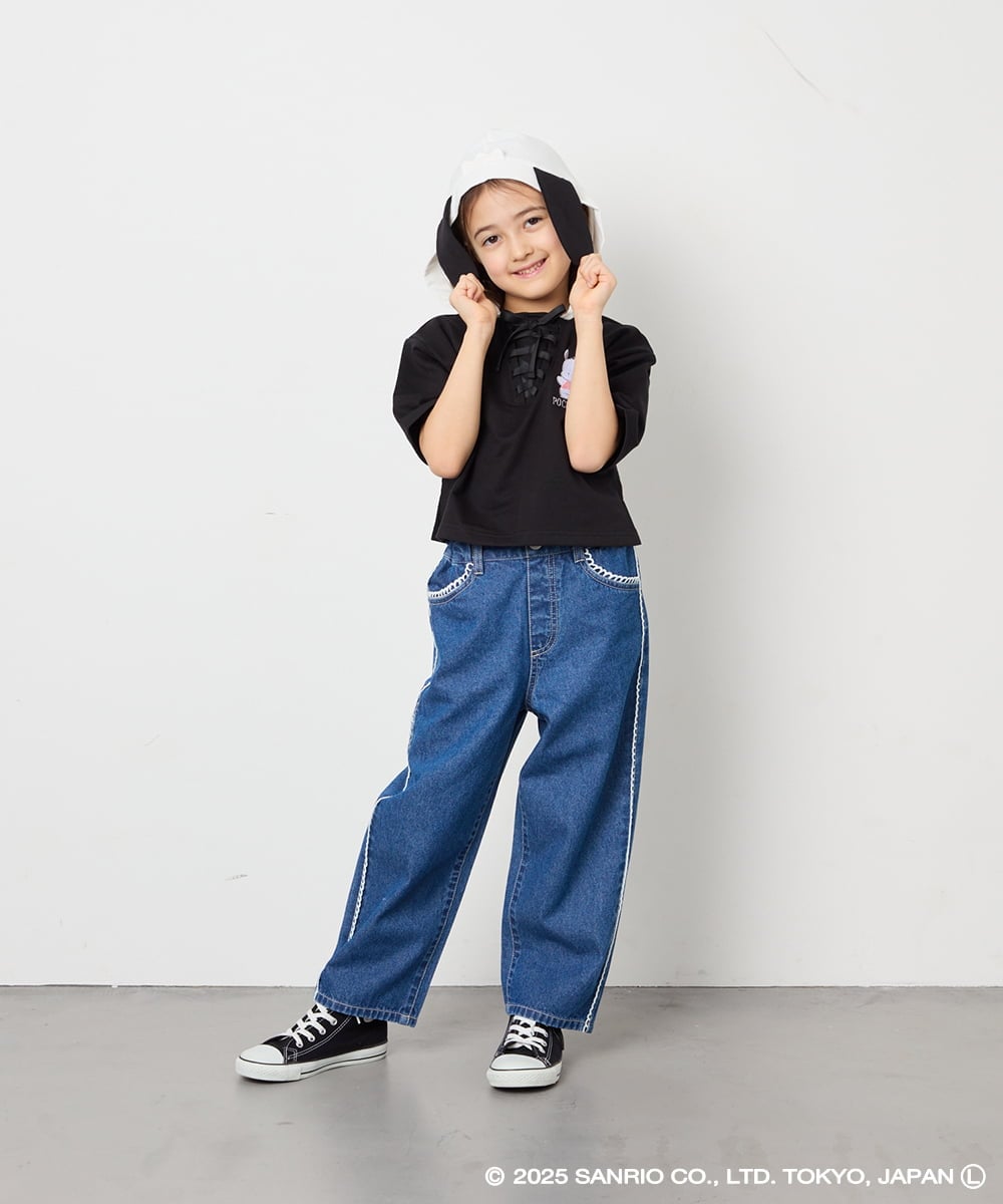 KJKED81044 a.v.v KIDS(アー・ヴェ・ヴェ) 【数量限定】[110-160][シナモロール＆ポチャッコ]ミミ付きオーバーTシャツ アイボリー