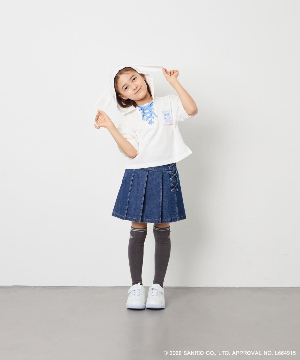 KJKED81044 a.v.v KIDS(アー・ヴェ・ヴェ) 【数量限定】[110-160][シナモロール＆ポチャッコ]ミミ付きオーバーTシャツ アイボリー