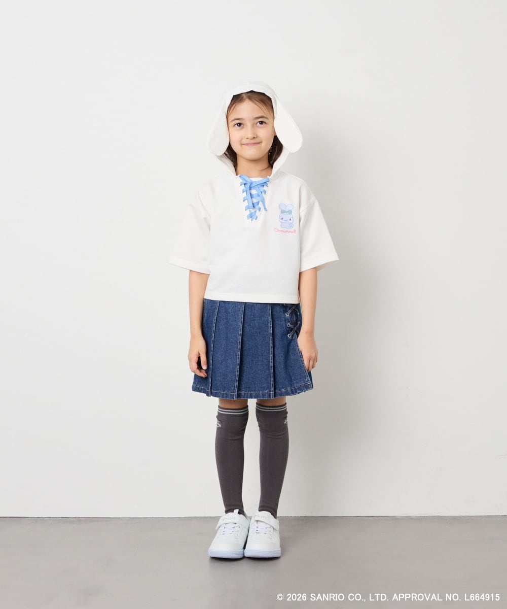 KJKED81044 a.v.v KIDS(アー・ヴェ・ヴェ) 【数量限定】[110-160][シナモロール＆ポチャッコ]ミミ付きオーバーTシャツ アイボリー