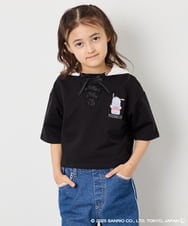 KJKED81044 a.v.v KIDS(アー・ヴェ・ヴェ) 【数量限定】[110-160][シナモロール＆ポチャッコ]ミミ付きオーバーTシャツ ブラック