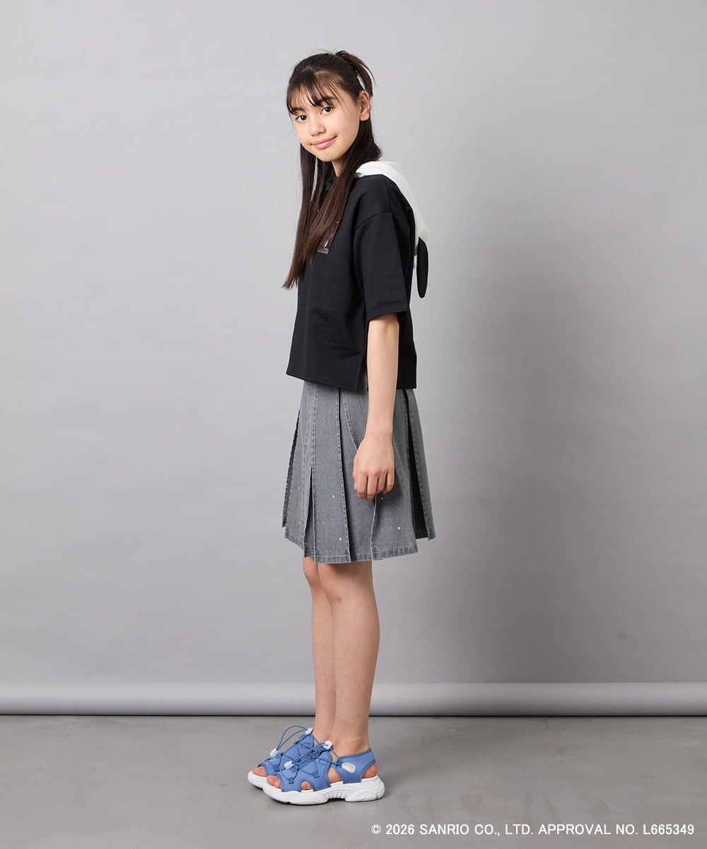 KJKED81044 a.v.v KIDS(アー・ヴェ・ヴェ) 【数量限定】[110-160][シナモロール＆ポチャッコ]ミミ付きオーバーTシャツ ブラック