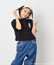 KJKED81044 a.v.v KIDS(アー・ヴェ・ヴェ) 【数量限定】[110-160][シナモロール＆ポチャッコ]ミミ付きオーバーTシャツ ブラック