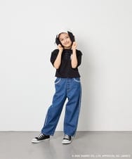 KJKED81044 a.v.v KIDS(アー・ヴェ・ヴェ) 【数量限定】[110-160][シナモロール＆ポチャッコ]ミミ付きオーバーTシャツ ブラック