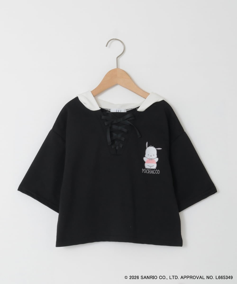 KJKED81044 a.v.v KIDS(アー・ヴェ・ヴェ) 【数量限定】[110-160][シナモロール＆ポチャッコ]ミミ付きオーバーTシャツ ブラック