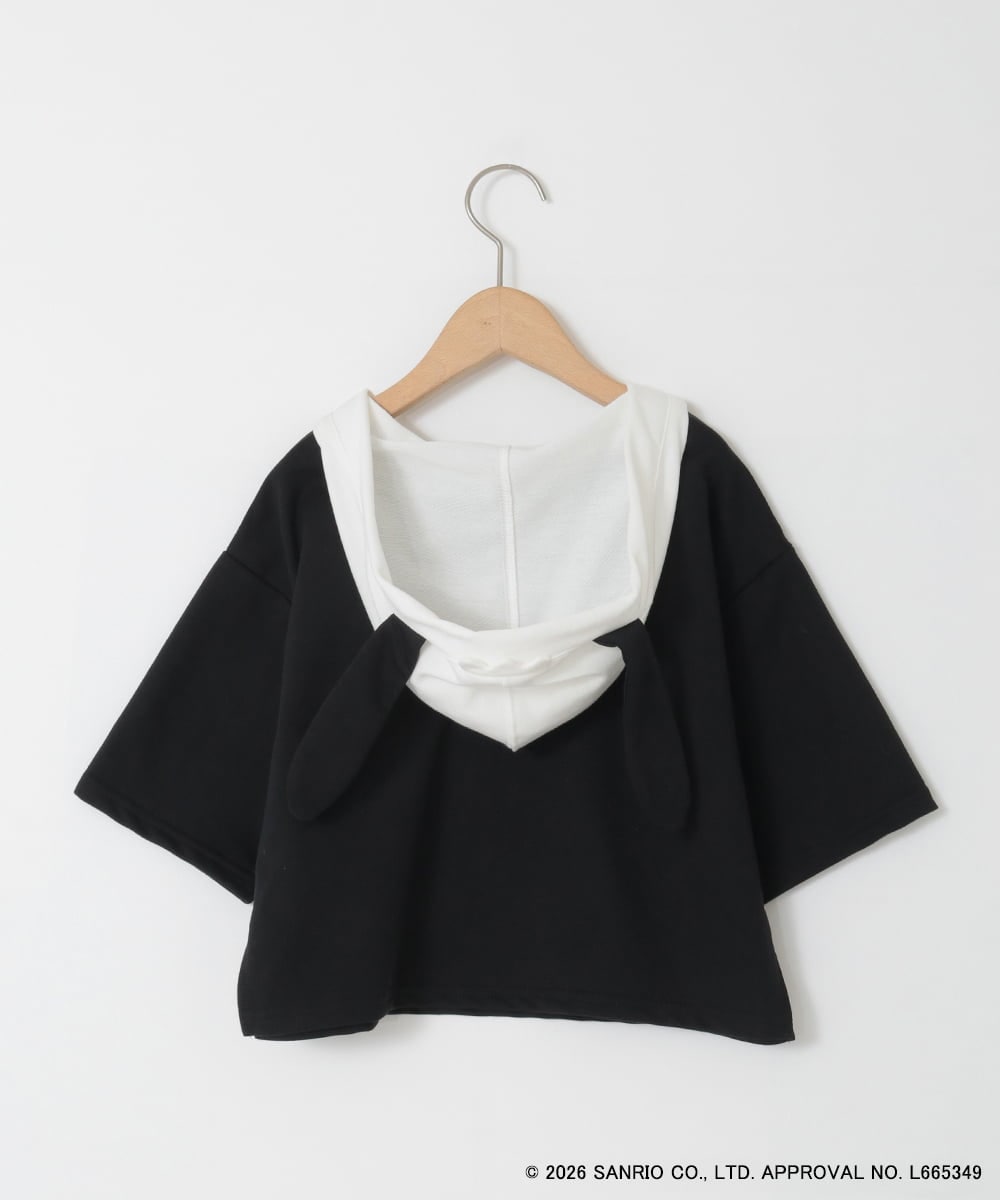 KJKED81044 a.v.v KIDS(アー・ヴェ・ヴェ) 【数量限定】[110-160][シナモロール＆ポチャッコ]ミミ付きオーバーTシャツ ブラック