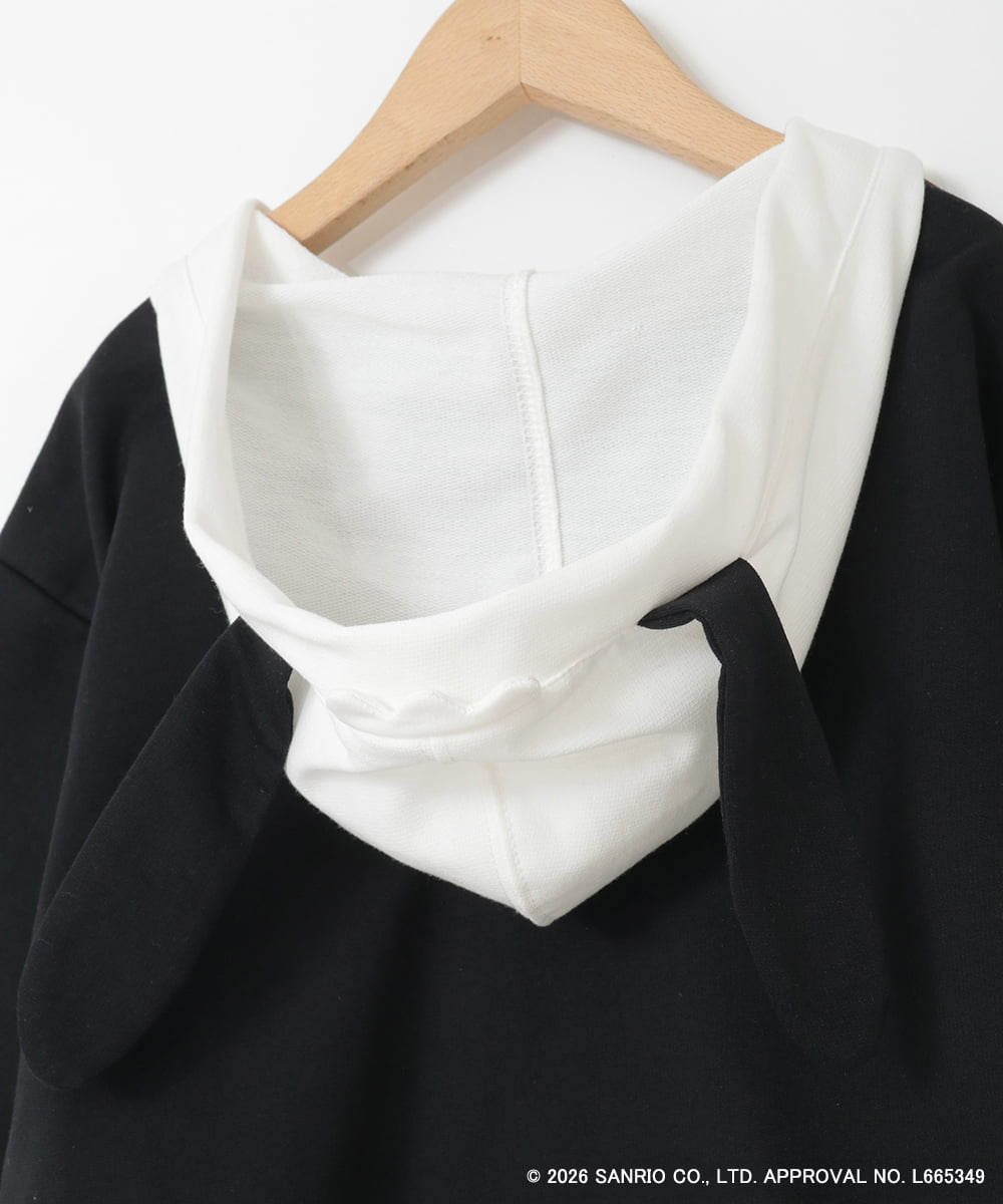 KJKED81044 a.v.v KIDS(アー・ヴェ・ヴェ) 【数量限定】[110-160][シナモロール＆ポチャッコ]ミミ付きオーバーTシャツ ブラック