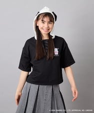 KJKED81044 a.v.v KIDS(アー・ヴェ・ヴェ) 【数量限定】[110-160][シナモロール＆ポチャッコ]ミミ付きオーバーTシャツ ブラック