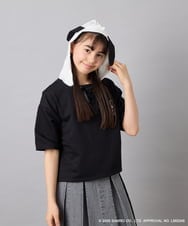 KJKED81044 a.v.v KIDS(アー・ヴェ・ヴェ) 【数量限定】[110-160][シナモロール＆ポチャッコ]ミミ付きオーバーTシャツ ブラック