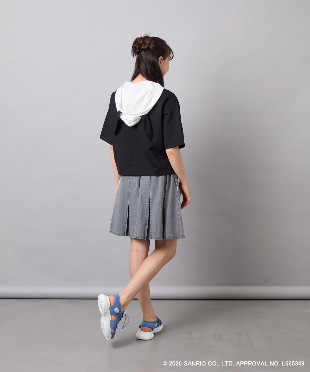 KJKED81044 a.v.v KIDS(アー・ヴェ・ヴェ) 【数量限定】[110-160][シナモロール＆ポチャッコ]ミミ付きオーバーTシャツ ブラック