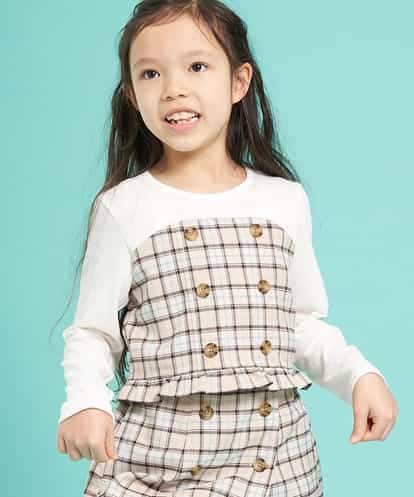 KJKEJ02029 a.v.v KIDS [100-130]【洗える】チェックビスチェツキカットソー[WEB限定サイズ]