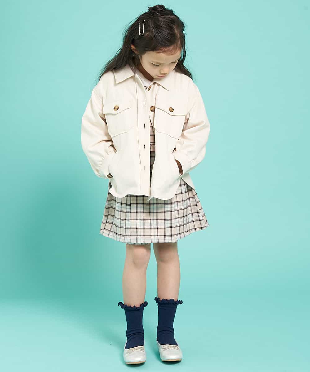KJKEJ02029 a.v.v KIDS(アー・ヴェ・ヴェ) [100-130]【洗える】チェックビスチェツキカットソー[WEB限定サイズ] ベージュ