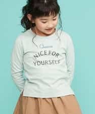 KJKEK21019 a.v.v KIDS(アー・ヴェ・ヴェ) [140-150]ミックスフォントロゴカットソー グリーン