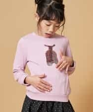 KJKEN20029 a.v.v KIDS(アー・ヴェ・ヴェ) [140-150]【洗える】トゥインクルスパンコールトレーナー ピンク