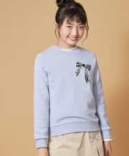 KJKEN20029 a.v.v KIDS(アー・ヴェ・ヴェ) [140-150]【洗える】トゥインクルスパンコールトレーナー ライトブルー