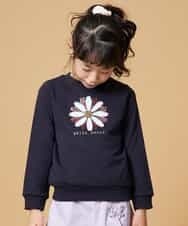 KJKEN20029 a.v.v KIDS(アー・ヴェ・ヴェ) [140-150]【洗える】トゥインクルスパンコールトレーナー ネイビー