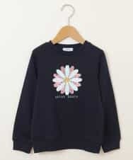 KJKEN20029 a.v.v KIDS(アー・ヴェ・ヴェ) [140-150]【洗える】トゥインクルスパンコールトレーナー ネイビー