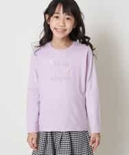 KJKEP30019 a.v.v KIDS(アー・ヴェ・ヴェ) [100-130]【キレイ長持ち】モチーフ付きロゴプリント長袖Tシャツ ピンク