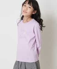 KJKEP30019 a.v.v KIDS(アー・ヴェ・ヴェ) [100-130]【キレイ長持ち】モチーフ付きロゴプリント長袖Tシャツ ピンク