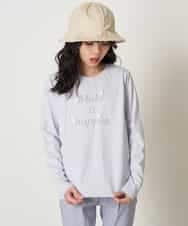 KJKEP30019 a.v.v KIDS(アー・ヴェ・ヴェ) [100-130]【キレイ長持ち】モチーフ付きロゴプリント長袖Tシャツ ライトブルー