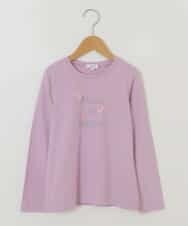KJKEP30019 a.v.v KIDS(アー・ヴェ・ヴェ) [100-130]【キレイ長持ち】モチーフ付きロゴプリント長袖Tシャツ ピンク