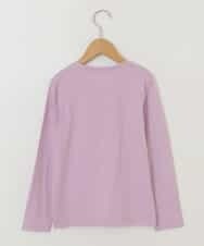 KJKEP30019 a.v.v KIDS(アー・ヴェ・ヴェ) [100-130]【キレイ長持ち】モチーフ付きロゴプリント長袖Tシャツ ピンク