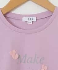 KJKEP30019 a.v.v KIDS(アー・ヴェ・ヴェ) [100-130]【キレイ長持ち】モチーフ付きロゴプリント長袖Tシャツ ピンク