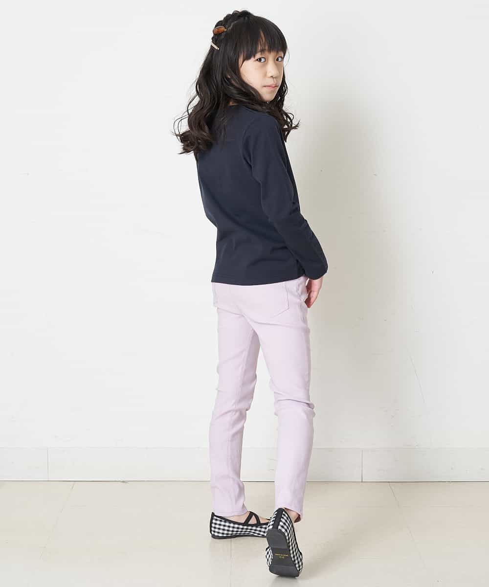 KJKEP32019 a.v.v KIDS(アー・ヴェ・ヴェ) [100-130]【長袖人気No.1/毛玉になりにくい】トゥインクルスパンコール長袖Tシャツ ラベンダー