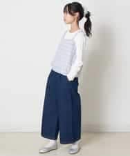 KJKEP33029 a.v.v KIDS(アー・ヴェ・ヴェ) [100-130]【セットアップ対応】チェック柄キャミソールドッキングカットソー ライトブルー