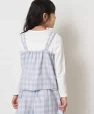 KJKEP33029 a.v.v KIDS(アー・ヴェ・ヴェ) [100-130]【セットアップ対応】チェック柄キャミソールドッキングカットソー ライトブルー