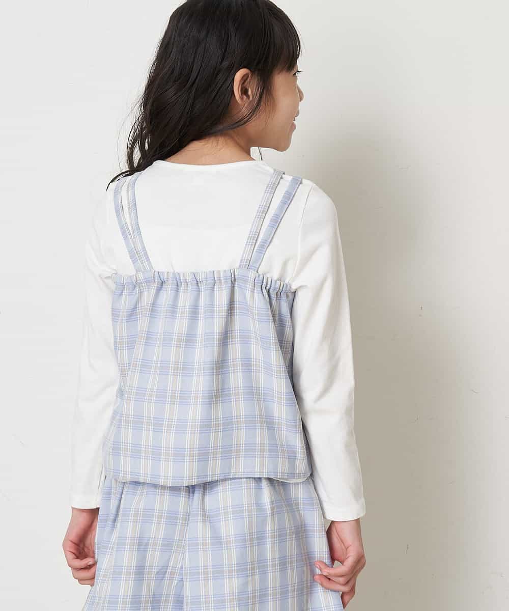 KJKEP33029 a.v.v KIDS(アー・ヴェ・ヴェ) [100-130]【セットアップ対応】チェック柄キャミソールドッキングカットソー ライトブルー