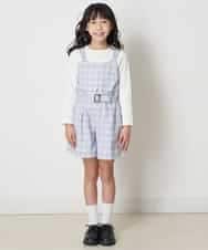 KJKEP33029 a.v.v KIDS(アー・ヴェ・ヴェ) [100-130]【セットアップ対応】チェック柄キャミソールドッキングカットソー ライトブルー