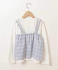 KJKEP33029 a.v.v KIDS(アー・ヴェ・ヴェ) [100-130]【セットアップ対応】チェック柄キャミソールドッキングカットソー ライトブルー