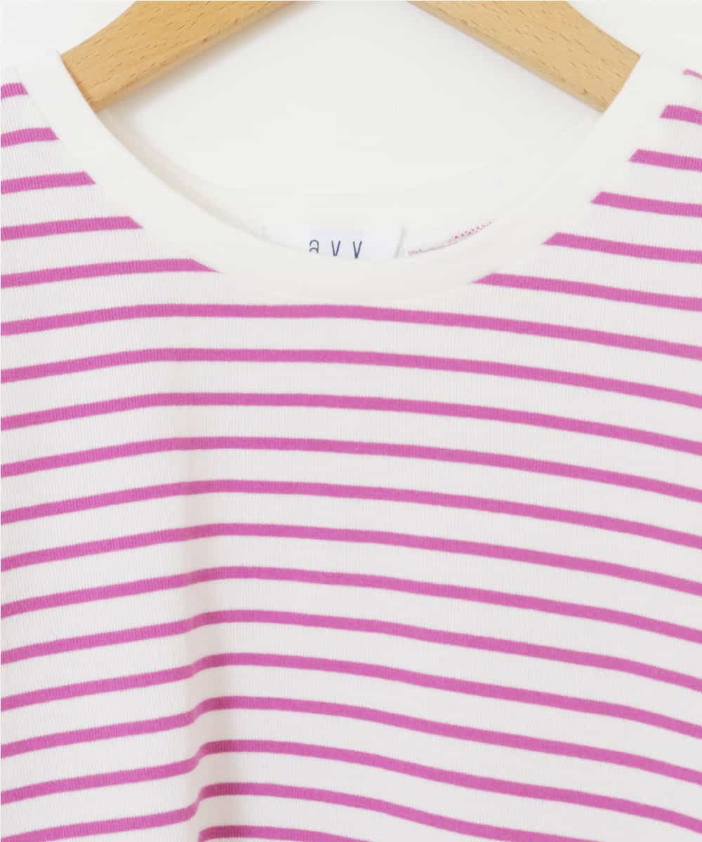 KJKEP34019 a.v.v KIDS(アー・ヴェ・ヴェ) [100-130]バックレースアップリボンボーダーカットソー ピンク
