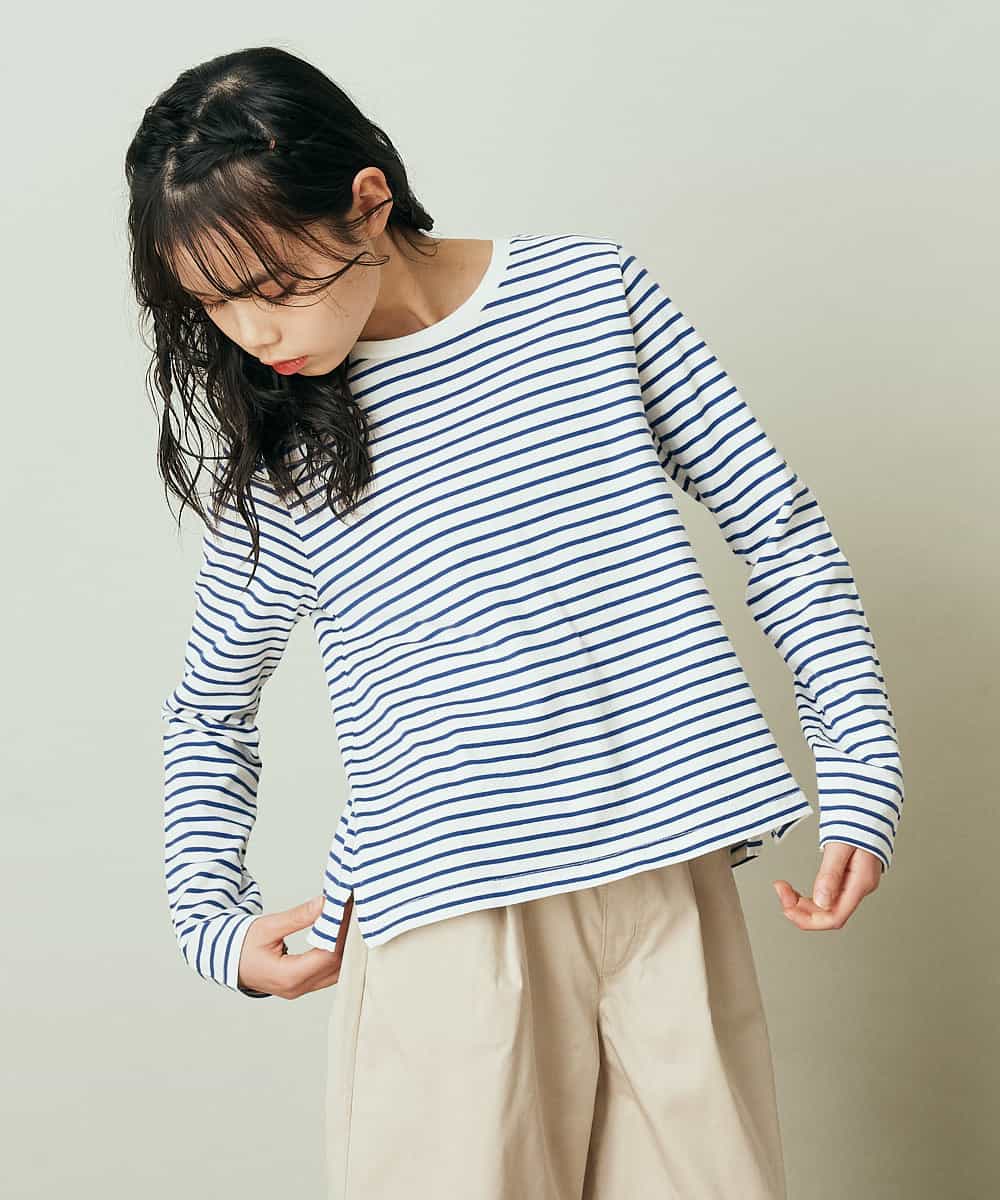 KJKEP34019 a.v.v KIDS(アー・ヴェ・ヴェ) [100-130]バックレースアップリボンボーダーカットソー ピンク