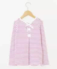 KJKEP34019 a.v.v KIDS(アー・ヴェ・ヴェ) [100-130]バックレースアップリボンボーダーカットソー ピンク