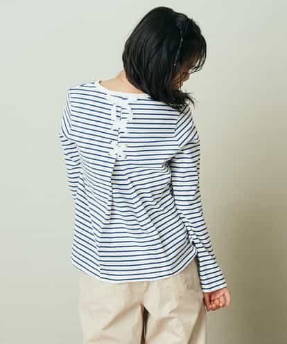 KJKEQ34024 a.v.v KIDS [140-150]バックレースアップリボンボーダーカットソー