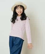 KJKER34029 a.v.v KIDS(アー・ヴェ・ヴェ) [160]バックレースアップリボンボーダーカットソー ピンク