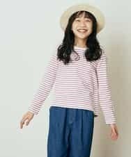 KJKER34029 a.v.v KIDS(アー・ヴェ・ヴェ) [160]バックレースアップリボンボーダーカットソー ピンク