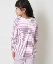 KJKER34029 a.v.v KIDS(アー・ヴェ・ヴェ) [160]バックレースアップリボンボーダーカットソー ピンク