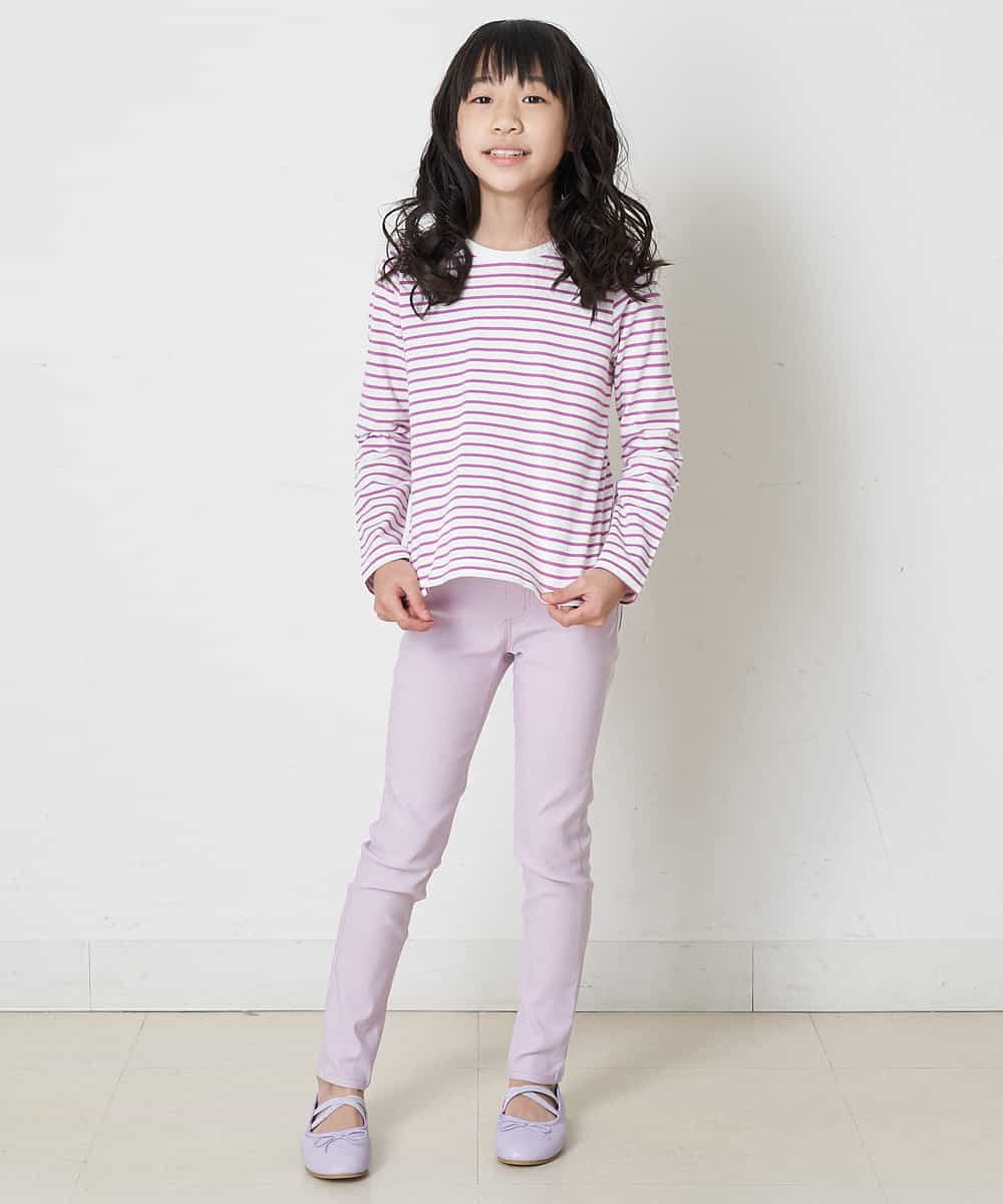KJKER34029 a.v.v KIDS(アー・ヴェ・ヴェ) [160]バックレースアップリボンボーダーカットソー ピンク