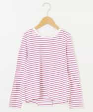 KJKER34029 a.v.v KIDS(アー・ヴェ・ヴェ) [160]バックレースアップリボンボーダーカットソー ピンク