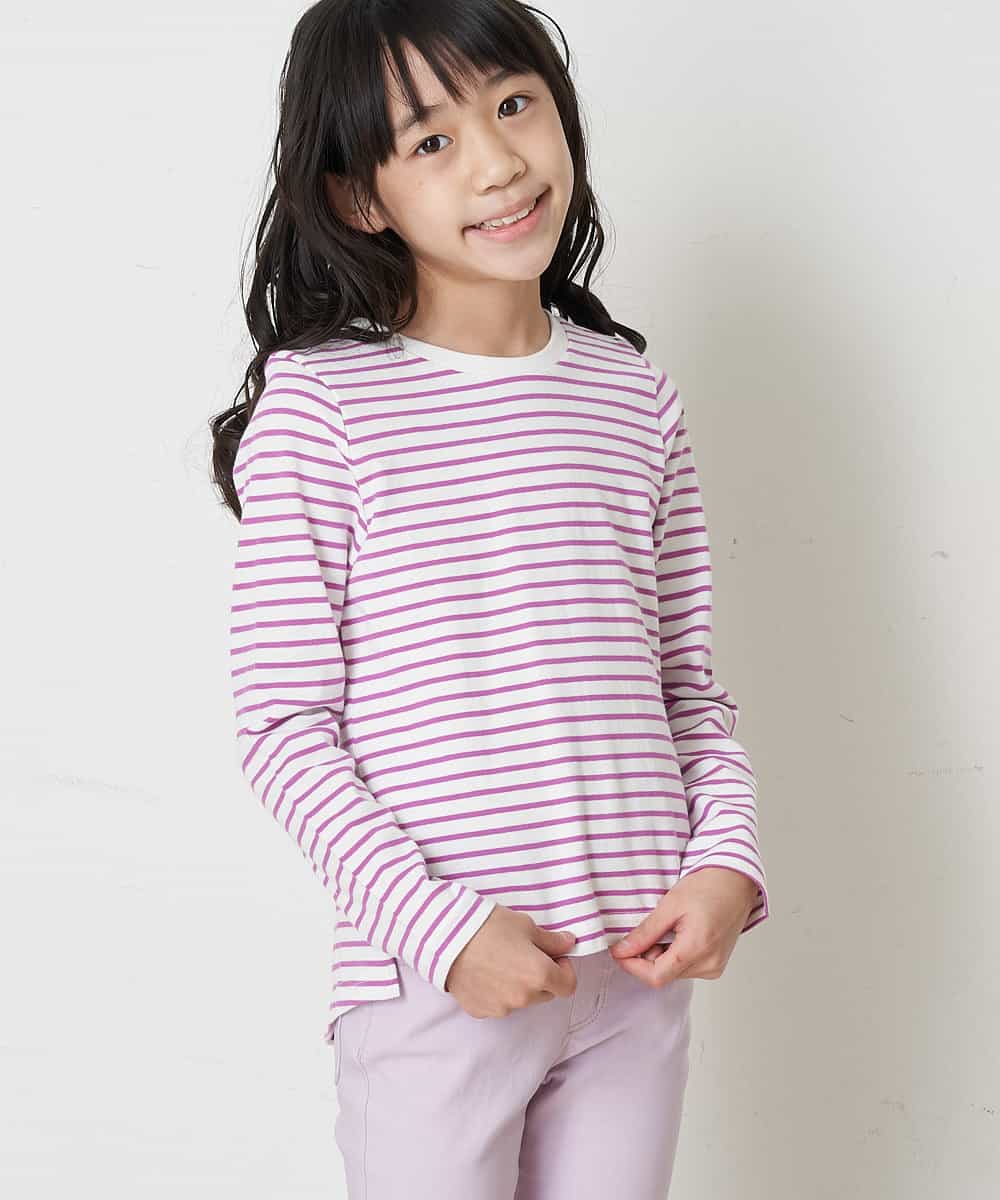 KJKER34029 a.v.v KIDS(アー・ヴェ・ヴェ) [160]バックレースアップリボンボーダーカットソー ピンク