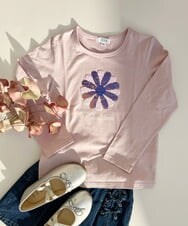 KJKES31019 a.v.v KIDS(アー・ヴェ・ヴェ) [100-130]トゥインクルスパンコールロンT 【WEB限定カラー】ピンク