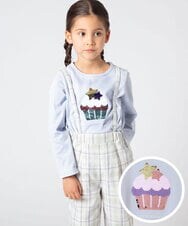 KJKES31019 a.v.v KIDS(アー・ヴェ・ヴェ) [100-130]トゥインクルスパンコールロンT ライトブルー